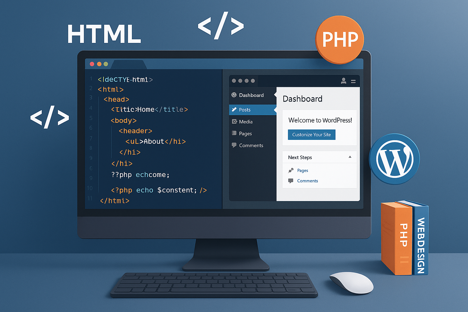 Website designing using HTML, PHP, Wordpress